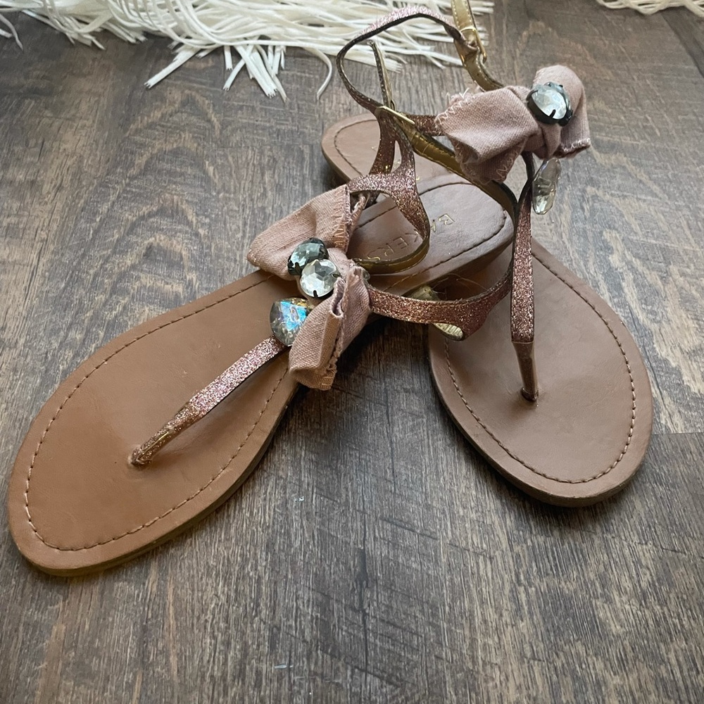 Glitter Pink Jeweled Bow Sandals